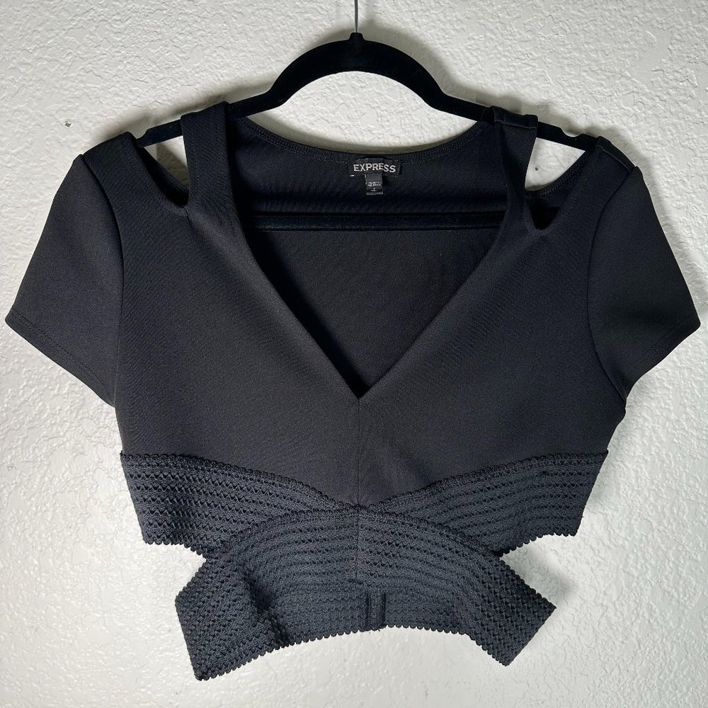 EXPRESS Formal Crop Top Black Size S